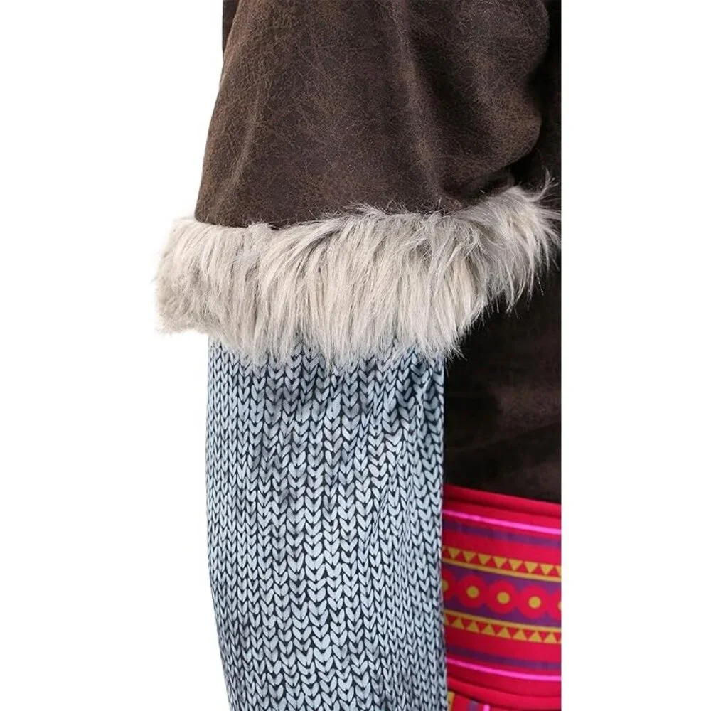Disguise Men's Brown Faux Fur Trimmed Poncho with Pink Striped Sasha